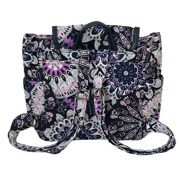 Vera Bradley Fashion Backpack Mimosa Medallion Navy/Purple/Gray NWT - Picture 3 of 11